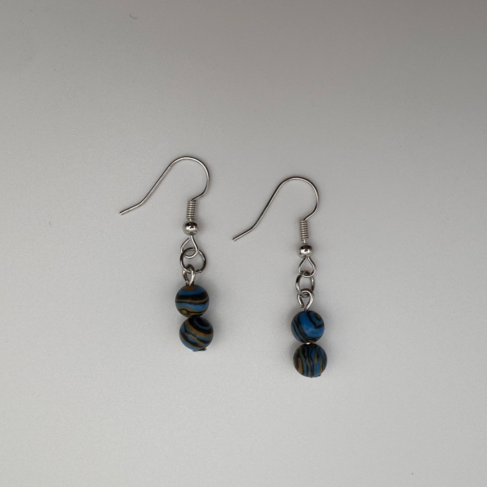 Stylish Blue and Black Beaded Earrings